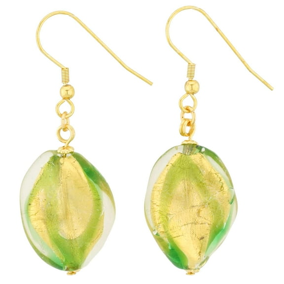 GlassOfVenice Murano Glass Royal Green Spiral Earrings