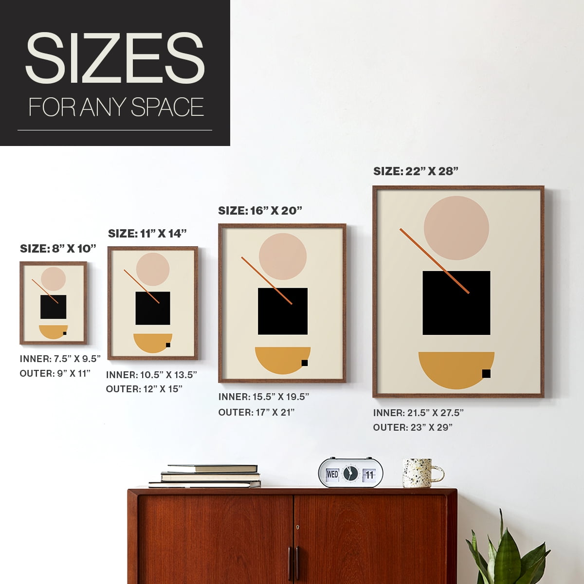 Simple Shape in Brown Solid Wood 8 x 10 Framed Print