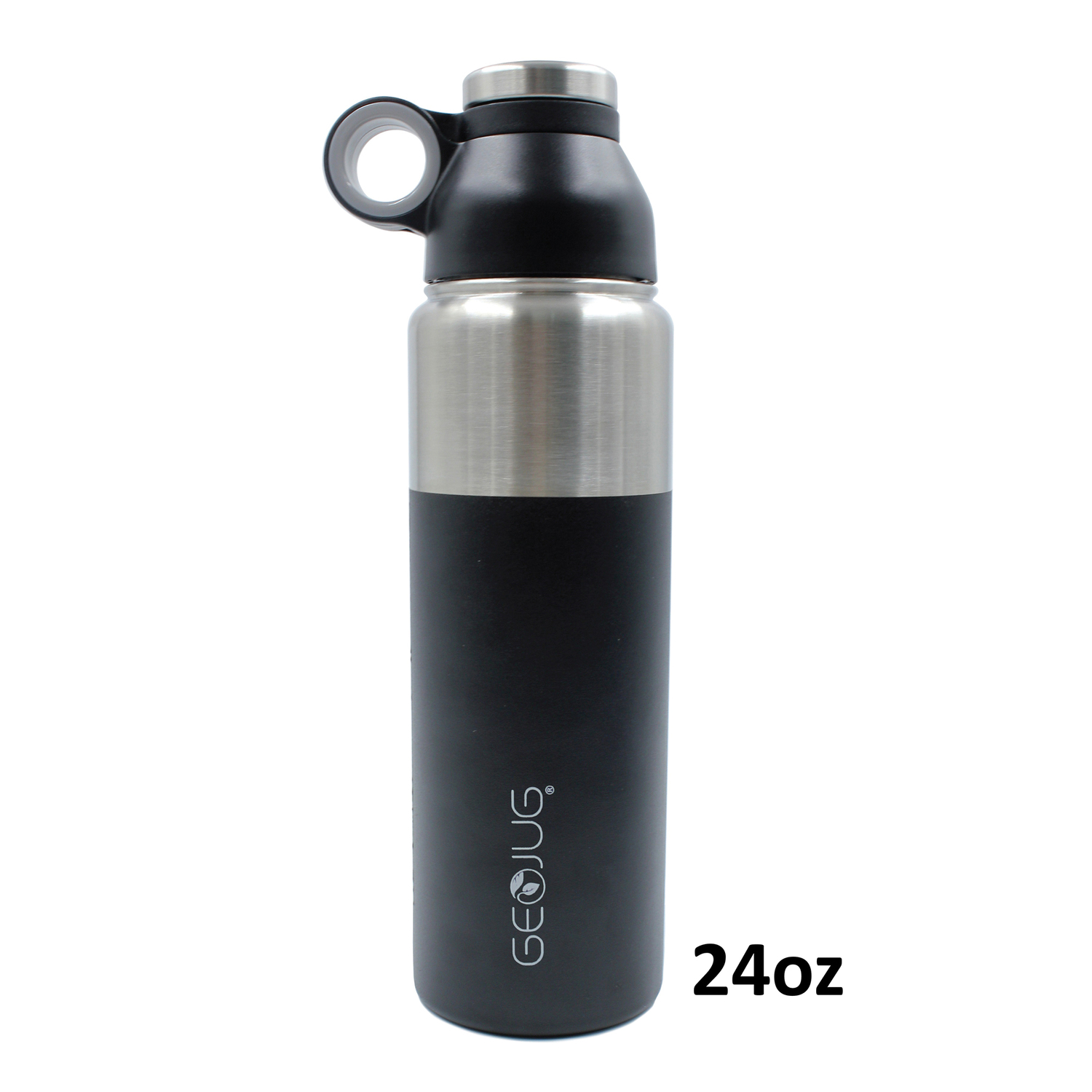 Brentwood Geojug Stainless Steel Vacuum-Insulated Water Bottle, 0.7 L, Black/Silver
