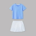 thumbnail image 2 of Abtuhar Girls Short Sleeve Round Neck Blouses Shirts Outfit Sets Short Sleeve Tee Elastic Waist Skirt Cheer Outfit, 2 of 5