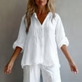 thumbnail image 7 of Qulqfy Women's Long Sleeve Shirts White Business Casual Cotton Linen Button Down Shirts Collared Spring Tunic Summer Tops for Women S, 7 of 7