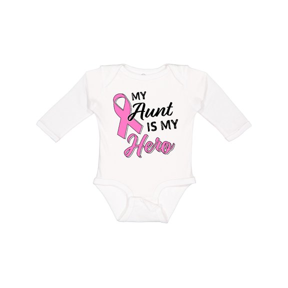 Inktastic My Aunt is My Hero Breast Cancer Awareness Boys or Girls Long Sleeve Baby Bodysuit