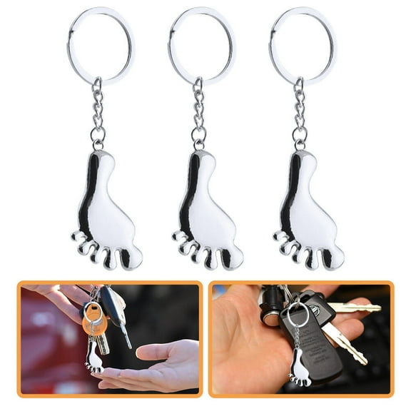 QIFULL Foot Shaped Keychain in Zinc Alloy for Home Use Premium Ring Pendant 3pcs