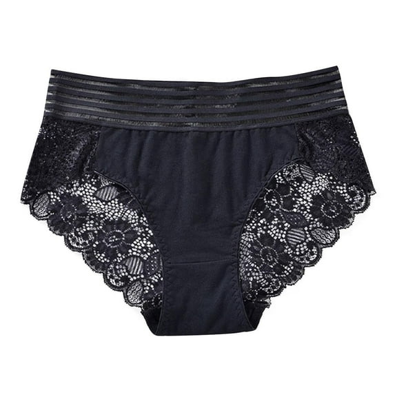 Fewfanhot Women's Plus Size High Waist Lace Briefs Stylish Breathable Soft Fabric Comfortable Stretchy Full Coverage Underwear for Curvy Ladies, S-4XL