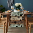 thumbnail image 2 of Teal Brown Table Runner - 36 Inch Long, Kitchen Dining Table Runner Dresser Scarves, Pet Paw Printed Farmhouse Dog Claws Wood Grain Farmhouse Decor for Coffee Tables Wedding Party Banquet, 2 of 8