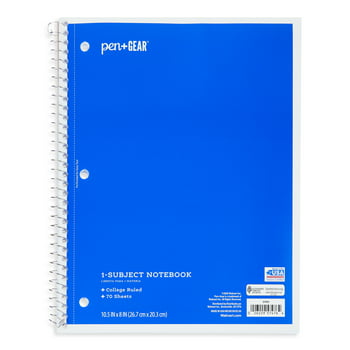 Pen+Gear 1-Subject , College Ruled, Blue, 70 Sheets