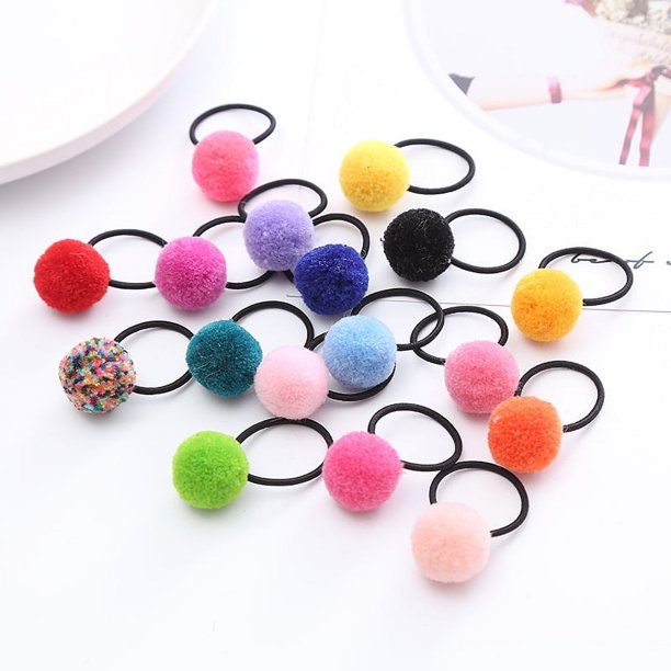 Lazos para el cabello de colores - Accesorios para el cabello para niñas pequeñas - Pompones elásticos con lindas pinzas para el cabello de conejito