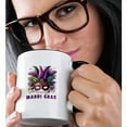 thumbnail image 2 of 3drose, Image of a Purple Mardi Gras Mask, Feathers, Beads, Cool Family Gift, 11oz Two-tone Black Mug, 2 of 6