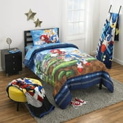 Sonic the Hedgehog Kids 4 Piece Blue Reversible Comforter, Bed in a Bag, Twin