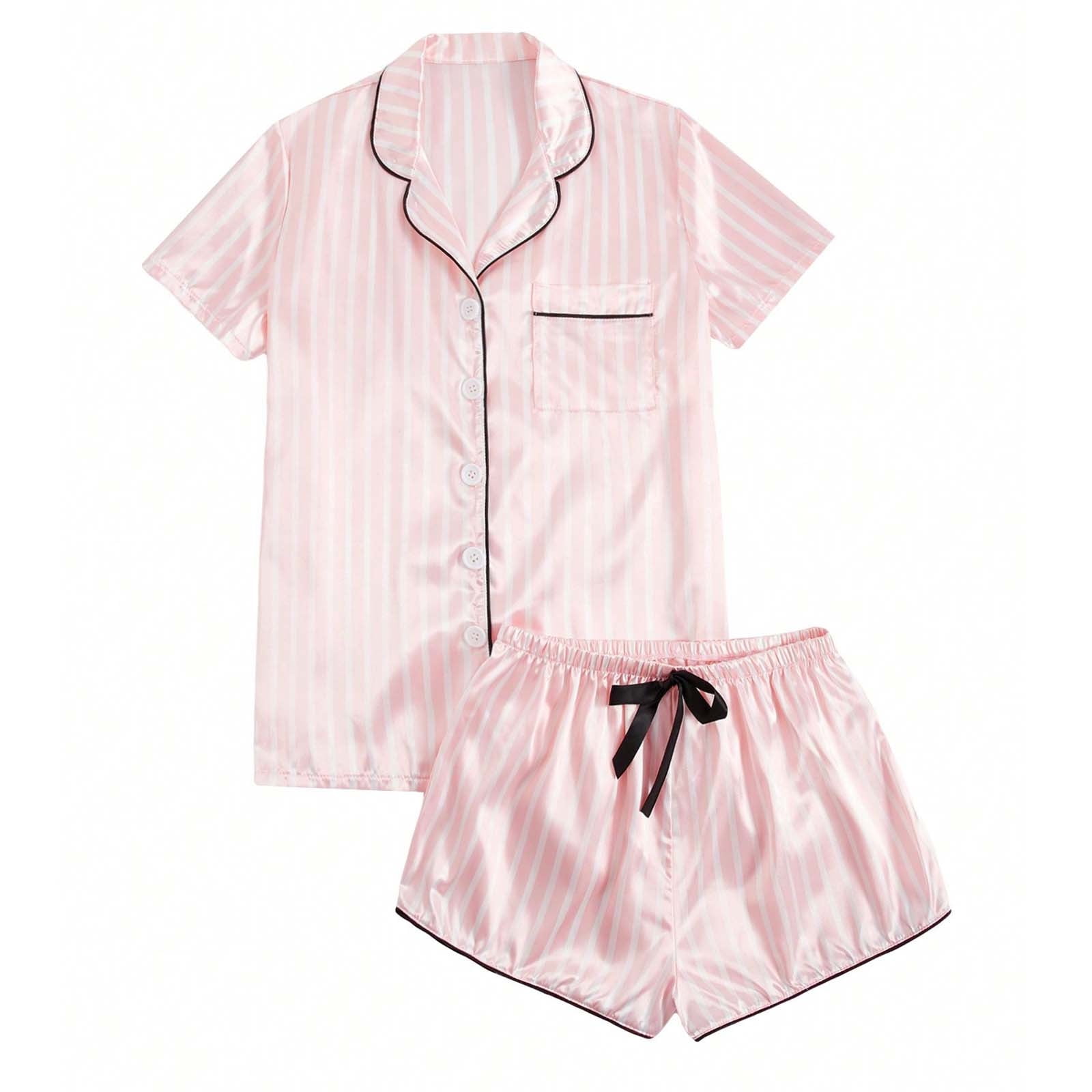 Aesthetic Pink Pajama Short Set Linda PJ Set In Light Pink Gingham