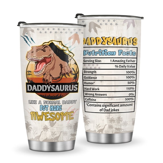 Jekeno Dad Tumbler Gifts From Daughter,Son – DaddySaurus Like A Normal Daddy,But More Awesome–Birthday Gifts,Christmas Gifts for New Grandpa,Husband,Men Dad Stainless Steel Tumbler Mug 20oz