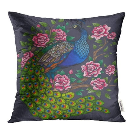 Crystal Peacock Bird - ARHOME Blue Abstract Color Vintage Peacock Roses Colorful Adult Animal Beautiful Bird Pillowcase Cushion Cases 18x18 inch