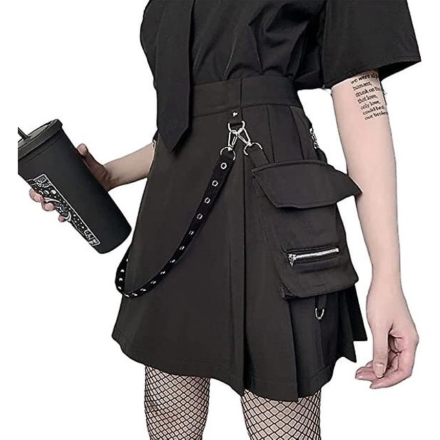 Women Mini Pleated Skirt High Waist Short A-line Flare Gothic Punk Y2k Skirt