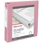 Office Depot Brand 3-Ring Durable View Binder, 1-1/2" Round Rings, Pink