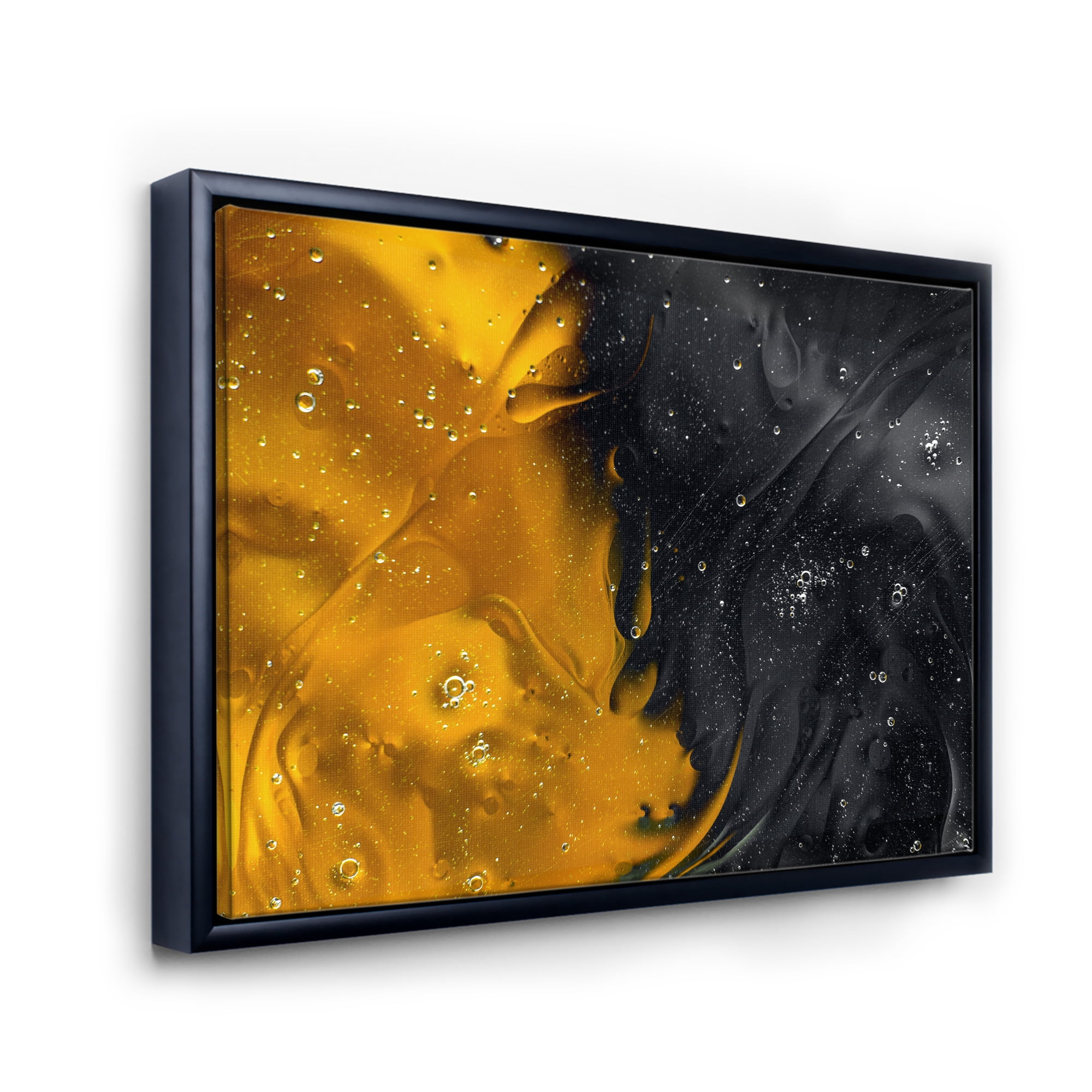Designart 'Marriage of Black and Yellow' Modern Framed Canvas Wall Art Print