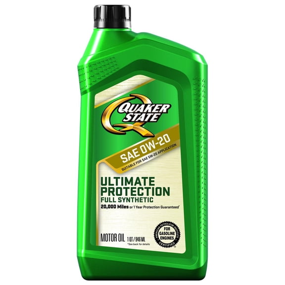 Quaker State Ultimate Protection Full Synthetic 0W-20 Motor Oil, 1 Quart
