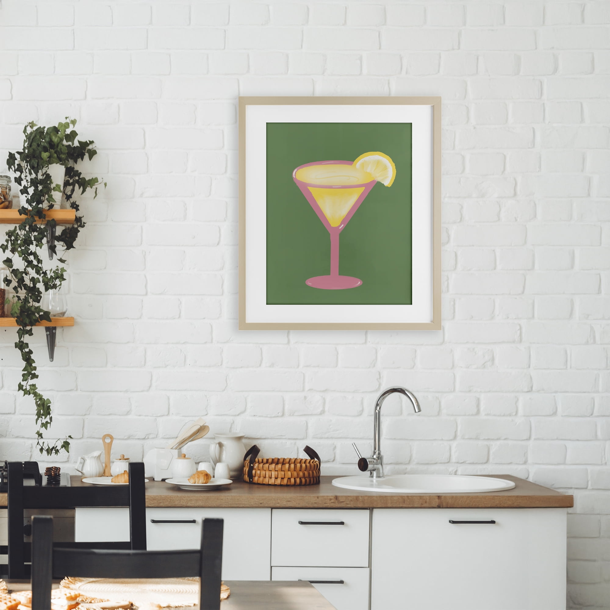 Stupell Industries Lemon Drop Glass over Green Birch Framed Print Under Glass, design by Robin Maria