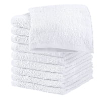 10 Pack Bar Towels - Bar Mop Cleaning Kitchen Towels (12" x 12'') - Cotton White Kitchen Bar Towels, Restaurant Cleaning Towels, Shop Towels and Rags - Reusable Shop Rags