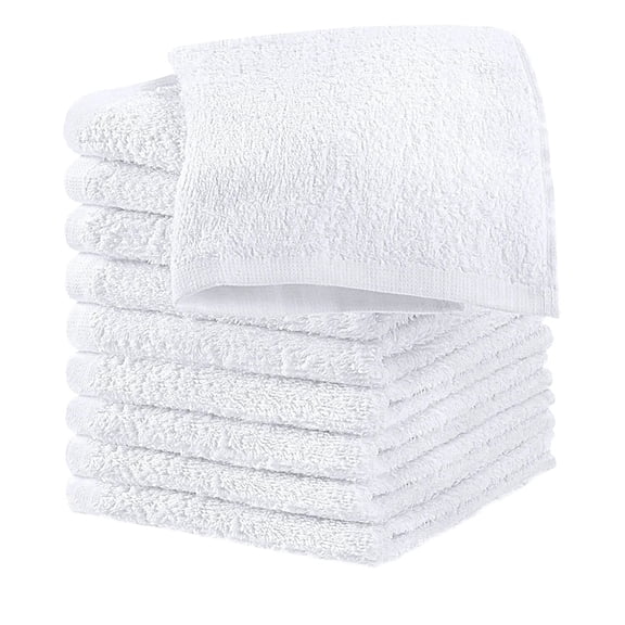 10 Pack Bar Towels - Bar Mop Cleaning Kitchen Towels (12" x 12'') - Cotton White Kitchen Bar Towels, Restaurant Cleaning Towels, Shop Towels and Rags - Reusable Shop Rags