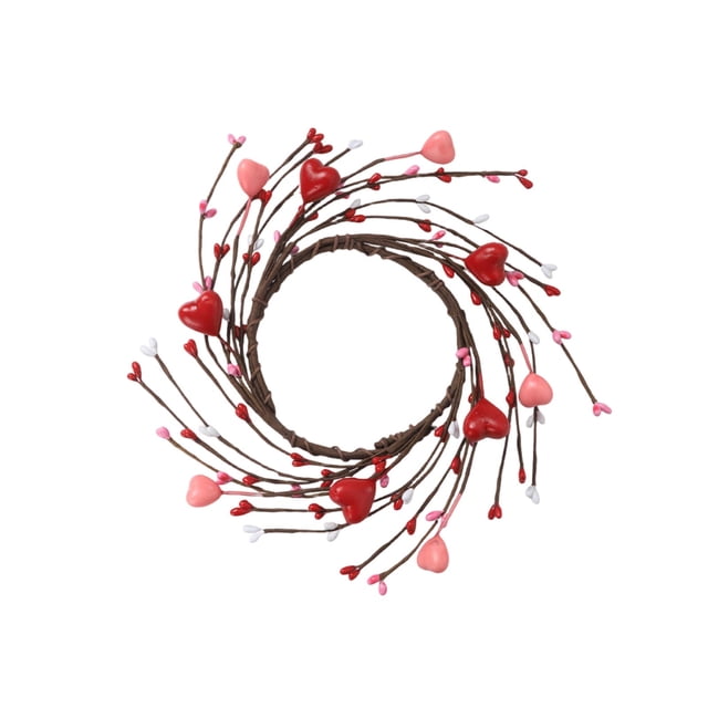 Decoración de la Pieza Del Centro de la Mesa de Comedor, Corazón Rojo Y Rosa Mini Corona 32cm para el Portavelas O la Pared Colgante, Decoración de la Mesa de Fiesta