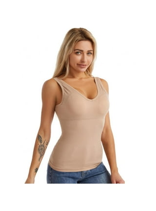 COMFREE Tank Tops for Women Basic Camisole with Built in Bra Casual Wide  Strap Undershirts Layer Top - Walmart.com