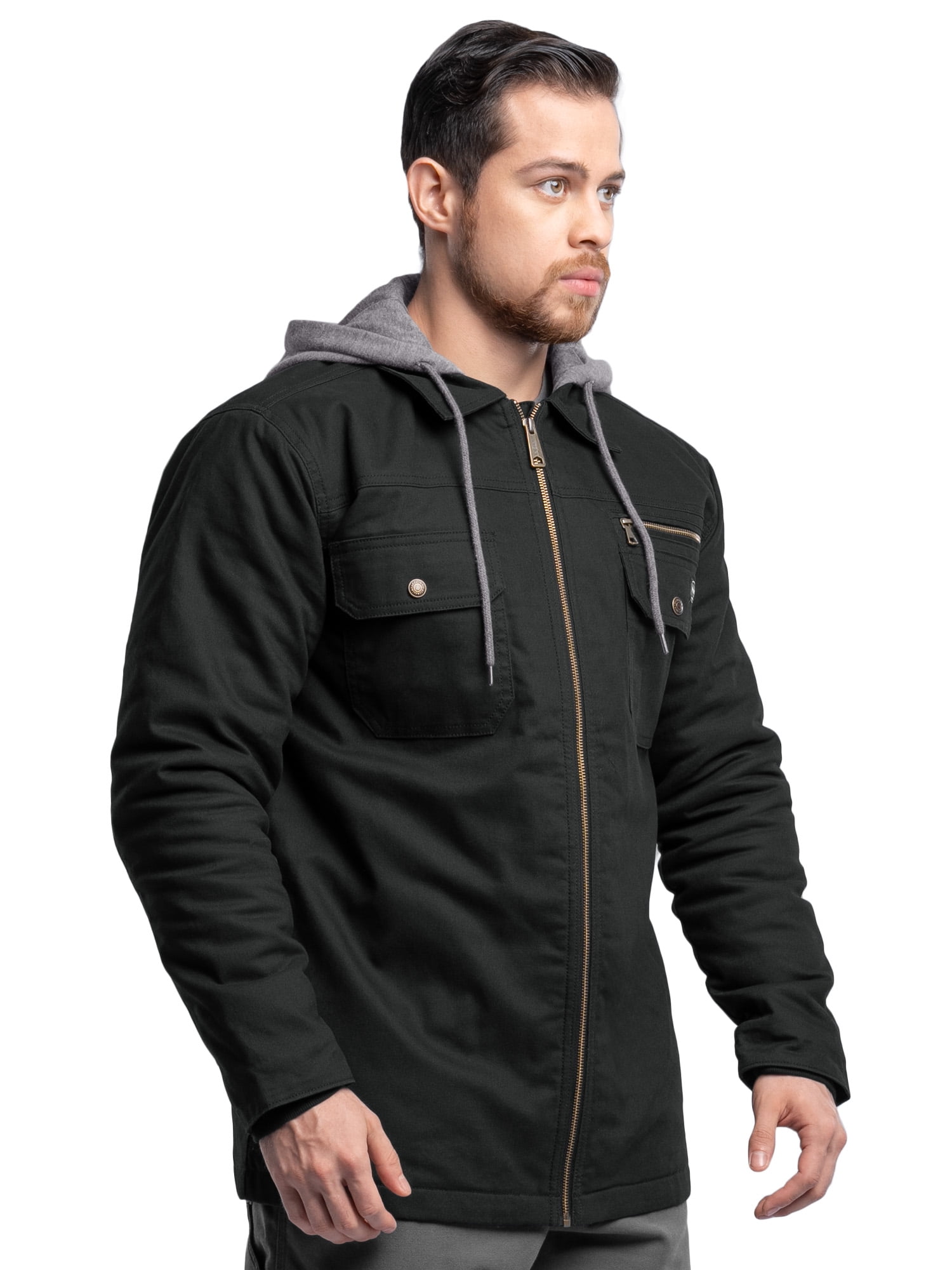 Wrangler Workwear Men's Quilted Lined Work Shirt Jacket with Hood, Size S-5XL (Men's and Big Men's)