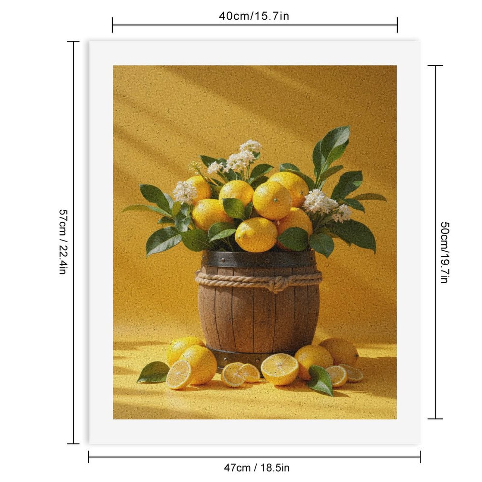 Paint By Numbers Kit for Adults Beginner - DIY Barrel Fresh Lemons And Blossoms Canvas Painting Kits for Adults, Frameless Paint By Number for Adults for Home Wall Decor 16x20 Inch