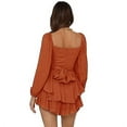 thumbnail image 4 of Women's Long Sleeve Ruffle Layer Tie Mini Short Romper, 4 of 5