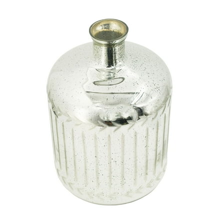 CC Home Furnishings Metallic Antique Style Narrow Mouth Glass Vase - 13.75" - Silver