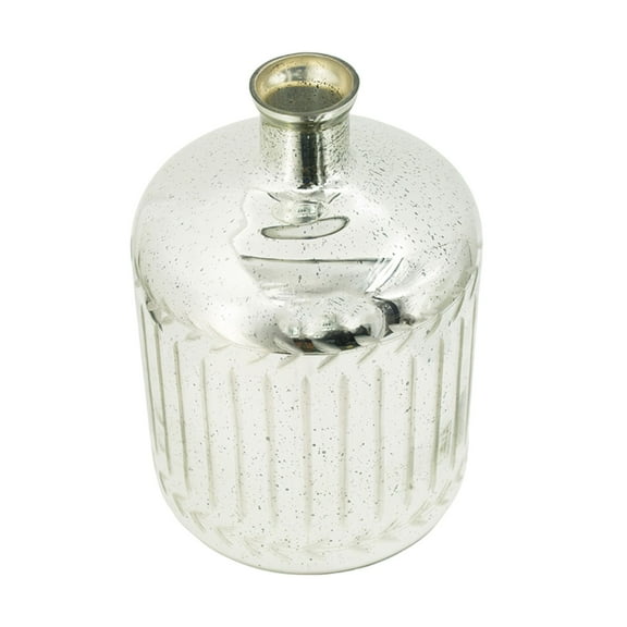 CC Home Furnishings Metallic Antique Style Narrow Mouth Glass Vase - 13.75" - Silver