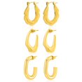 thumbnail image 1 of JeenMata Juego de Regalo de 3 Pares de Aretes para Mujer en Baño de Oro Amarillo, Livianos, Gruesos, con Aro Tipo Huggie, Juego de Regalo de Aretes para Toda Ocasión, 1 of 5