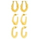 thumbnail image 1 of JeenMata Juego de Regalo de 3 Pares de Aretes para Mujer en Baño de Oro Amarillo, Livianos, Gruesos, con Aro Tipo Huggie, Juego de Regalo de Aretes para Toda Ocasión, 1 of 5
