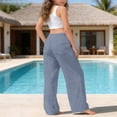 thumbnail image 4 of Girls Summer Wide Leg Pants Elastic Drawstring Waist Loose Trousers Lightweight Casual Lounge Bottoms 5-15Y, 4 of 6