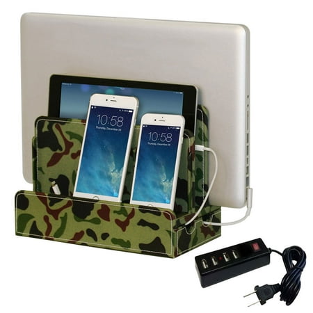 G U S Multi Device Charging Station Dock Organizer For Laptops G U S Multi Device Charging Station Dock Organizer For Laptops Tablets And Phones Strong Build Camo Canvas With 4 Port Usb Strip