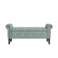 thumbnail image 2 of Homesvale Wallen 56.5"W x 24.5" H Storage Bench Ottoman with Rolled Arms for Living Room, Bedroom, Entryway, Medium Blue Curly Vine Pattern, 2 of 8