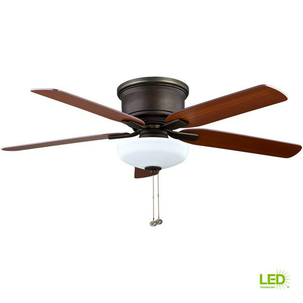 Hampton Bay Holly Springs Low Profile, Gazebo 52 In Led Indoor Outdoor White Ceiling Fan With Light Kit