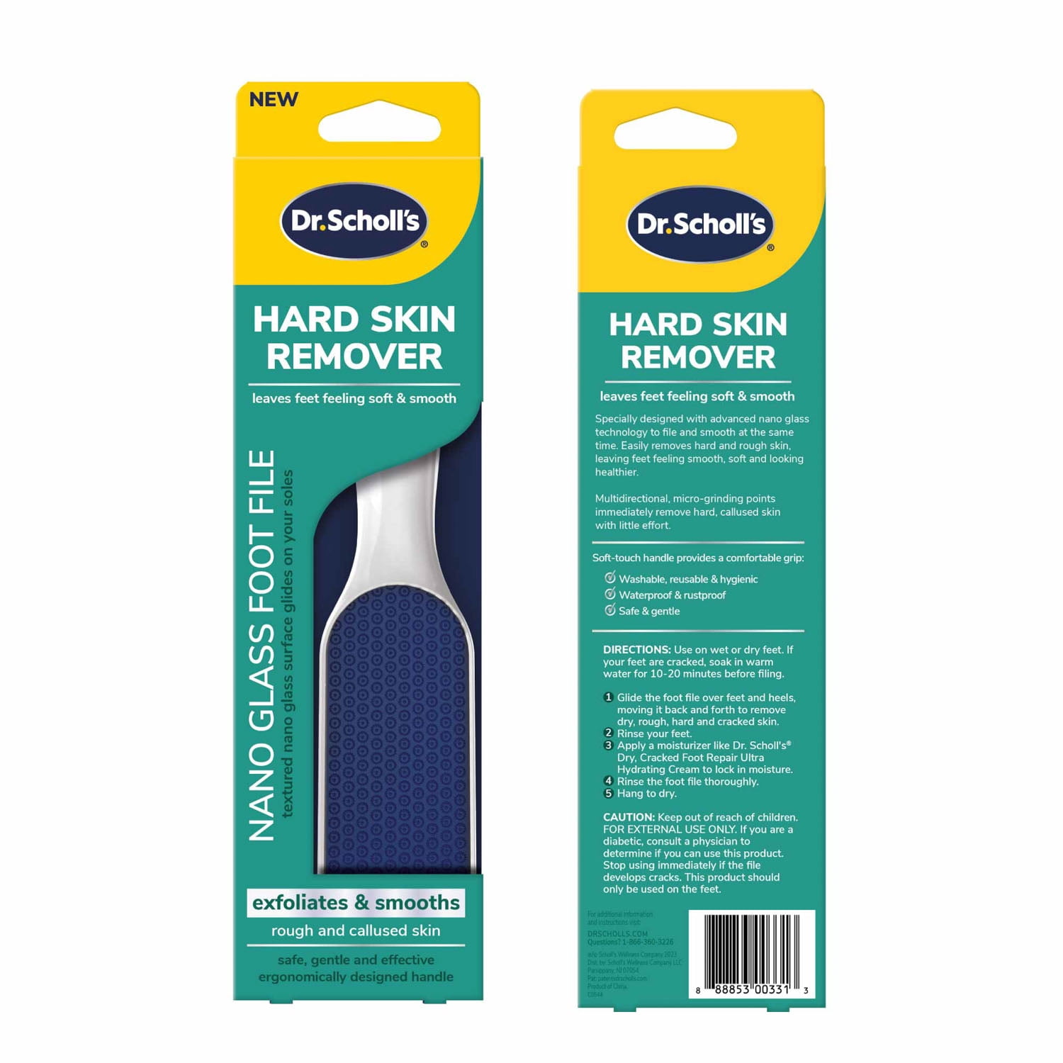 (3 pack) Dr. Scholl's Hard Skin Remover Nano Glass Foot File Foot Callus Remover for Soft Smooth Feet