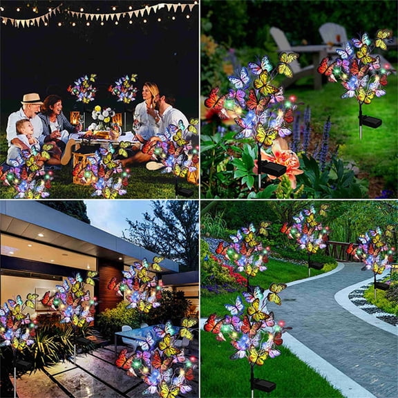 Solar Garden Lights Outdoor Waterproof Decorative Solar Lights Outdoor LED Butterfly Flower Garden Yard Patio Lawn Pathway Decor, Gifts for Mother's Day Mom Women Friends