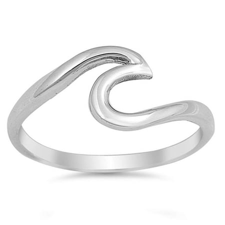 - Wave Design .925 Sterling Silver Ring Sizes 2-10