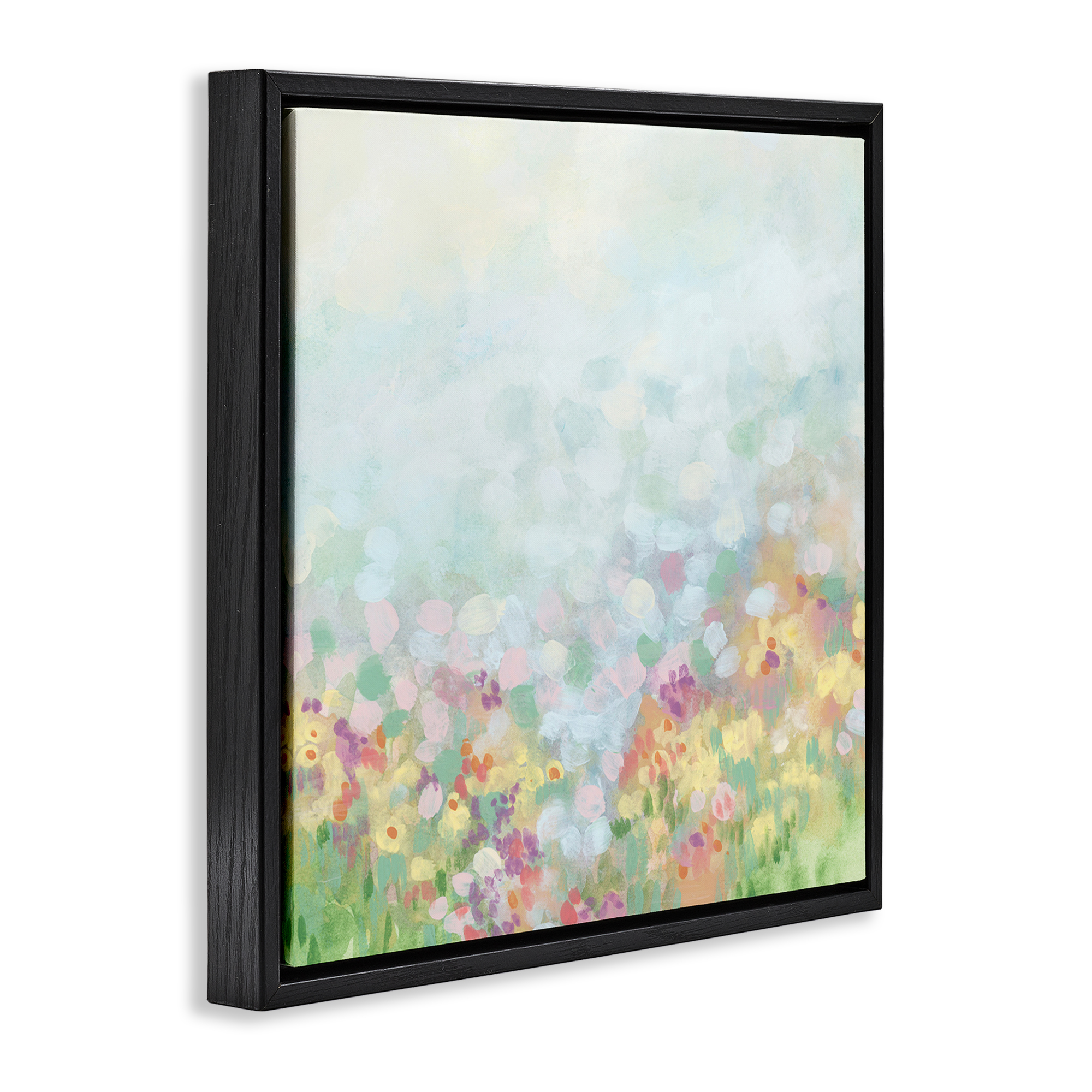 Stupell Industries Abstract Soft Meadow Abstract Painting Black Floater Framed Art Print Wall Art, 25 x 25