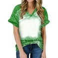 thumbnail image 1 of Hauts Oversize pour Femmes Col en V T-Shirt à Blocs de Couleur Imprimé Col Rond T-Shirt Décontracté Tee Hauts Oversize Chandails d'Entraînement Verts m, 1 of 4