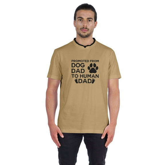 Inkmeso Men's "Promoted From Dog Dad To Human Dad"Graphic Quote Tshirt For Pregnancy Announcement Jersey Shirt
