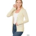 thumbnail image 3 of TheLovely Women Classic Thin Snap Button Front V-Neck Button Down Long Sleeve Ribbed Knit Cardigan, 3 of 4