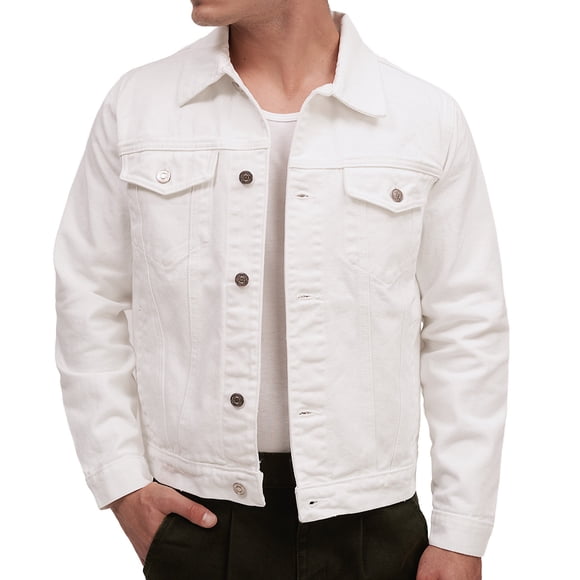 Chamarra vaquera de mezclilla MCHK 8053. Color blanco. Para hombre