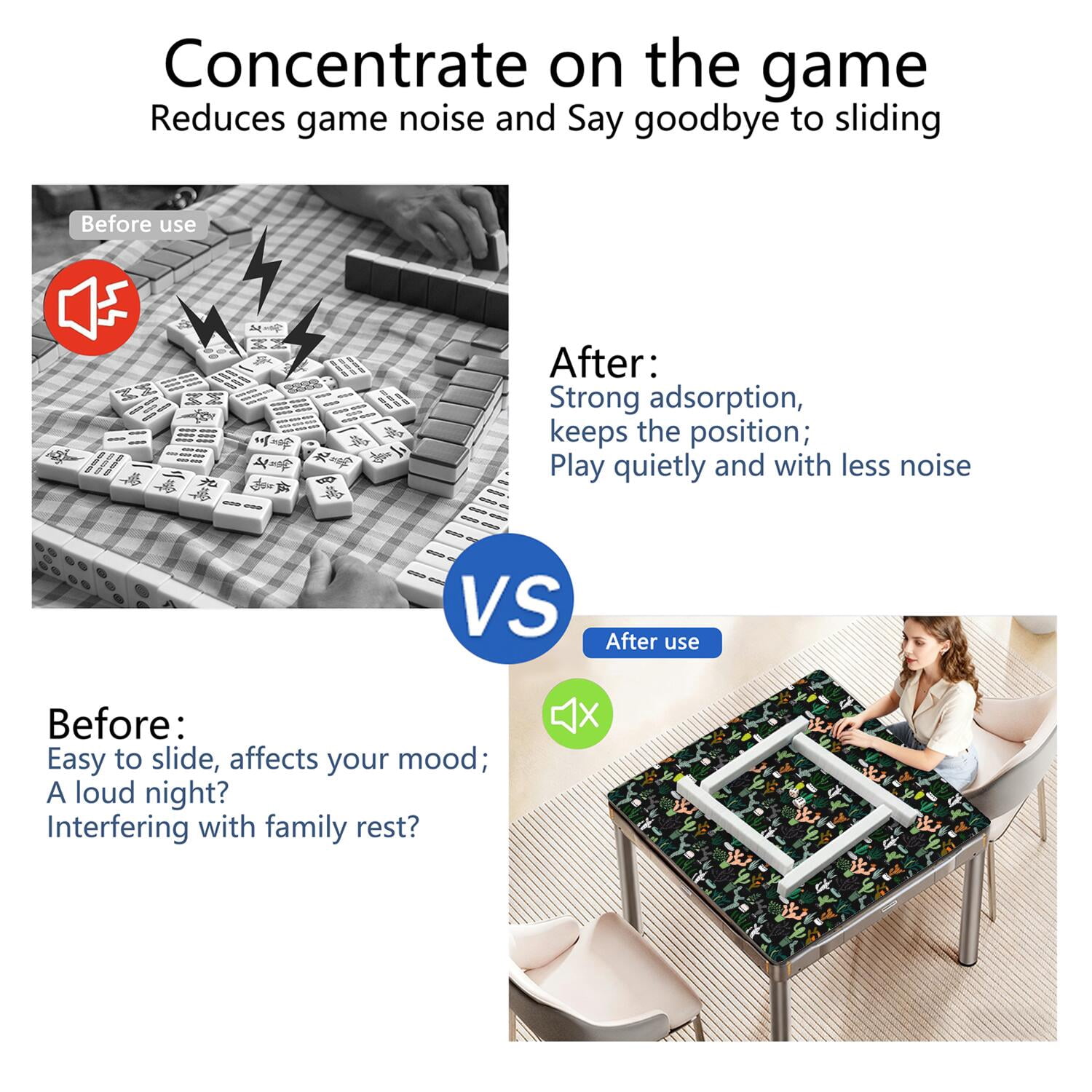 Large 31.5x31.5 Inch Plants Design Game Mat Crafted from Durable Rubber Featuring Anti-Slip Surface and Noise Dampening Properties for Mahjong Card Games