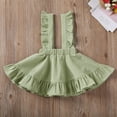 thumbnail image 2 of Toddler Baby Girls Corduroy Suspender Skirt Ruffle Hem Solid Color Sleeveless Strap Overall Dress, 2 of 7