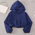 thumbnail image 1 of Chaquetas y abrigos casuales con capucha de manga larga para primavera/verano, de moda, versátiles, ligeros, con capucha, de color liso para niñas, camisa de manga corta para niños., 1 of 9
