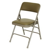 Rhino Vinyl Padded Metal Folding w/Triple Brace Quad Hinge Chair - Beige