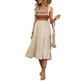 thumbnail image 3 of Women Sleeveless Summer Dresses Wedding Guest Maxi Dresses Ribbed Knit Tops and Polyester Skirt with Pockets S, 3 of 9