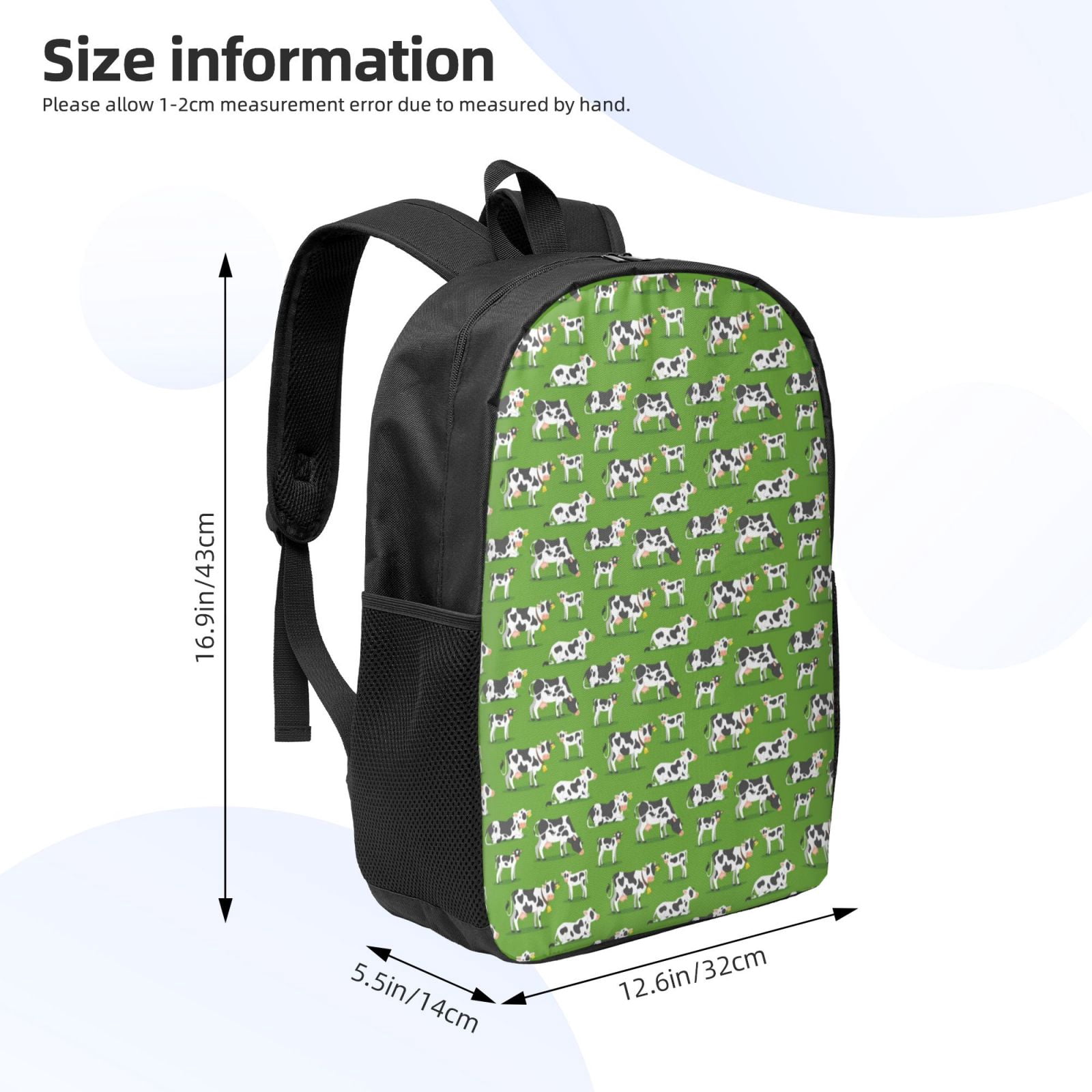 Xecao Cows With Calfs Green print Travel Backpack, Large Computer Backpack for Men Women, College School Rucksack Book Bag